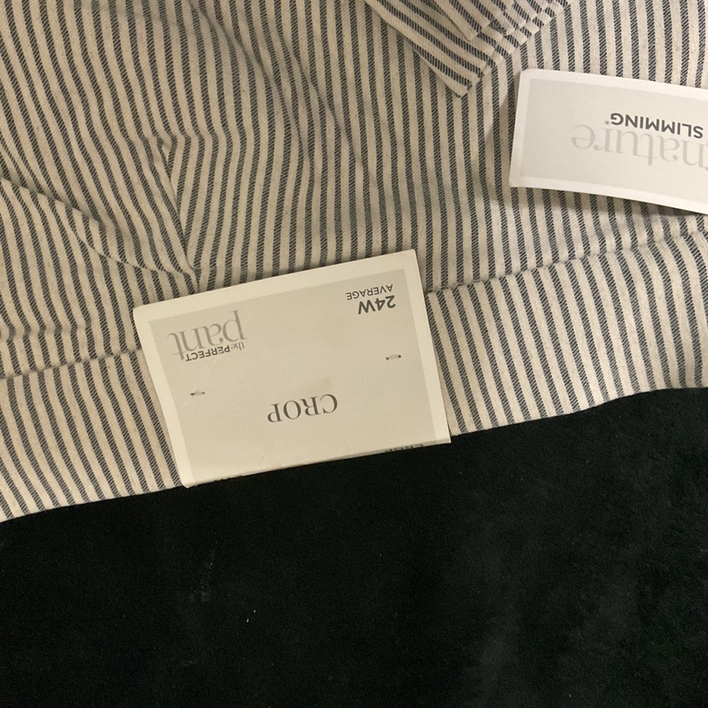 CJ Banks Striped Crop Pants - Grey and White